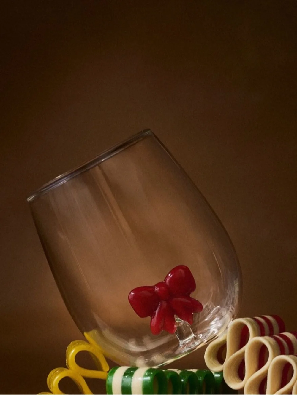 Anthropologie Jolly Icon Stemless Wine Glass